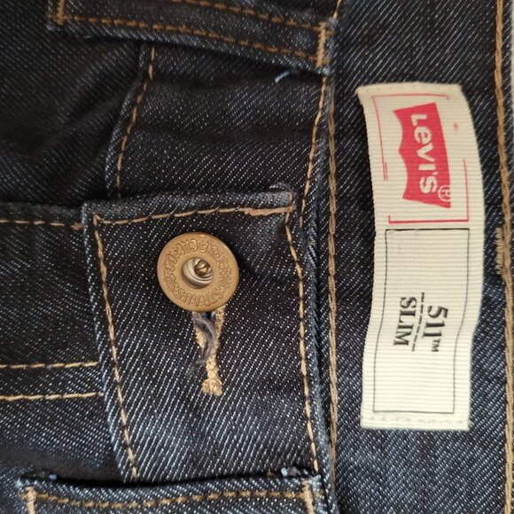 Levis 511 Slim Fit Jeans 28x28 Dark Wash Denim Mens Casual Wear - Picture 3 of 5